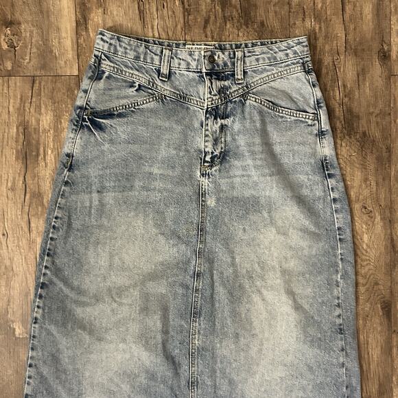 Free People We The Free Come As You Are Denim Maxi Skirt Size 6 Medium Indigo - Picture 4 of 12